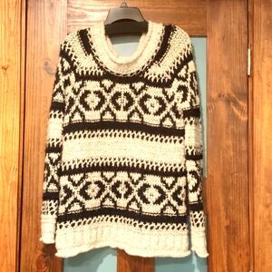 Free People, sz Small, black/off-white sweater ~ alpaca, wool, linen blends